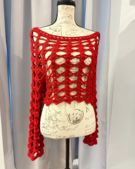 Breezy Open Work Crochet Top